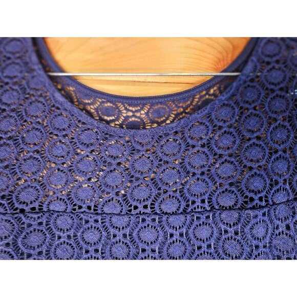 Lane Bryant Womens Plus Size 14/16 Navy Blue Lace Knee Length Short Sleeve Dress - Picture 3 of 9